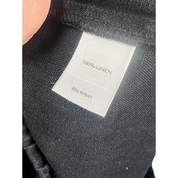 J. Jill M Black Linen Pants Lagenlook Minimalist Pull On Wide Straight Leg Beach - Picture 9 of 9